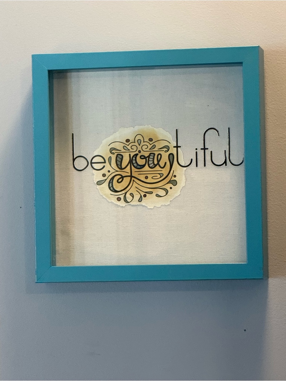 Turquoise Framed "beYOUtiful" Motivational Wall Art